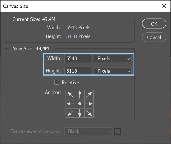 Change width and height.